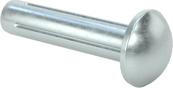 Yuvarlak Başlı Tam Oluklu Pim, Çinko Kaplamalı 1004-1045 Karbon Çelik, 5/8" Uzunluk, 0,144" Uç Çapı