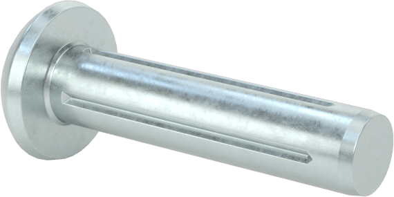 Yuvarlak Başlı Tam Oluklu Pim, Çinko Kaplamalı 1004-1045 Karbon Çelik, 5/8" Uzunluk, 0,144" Uç Çapı
