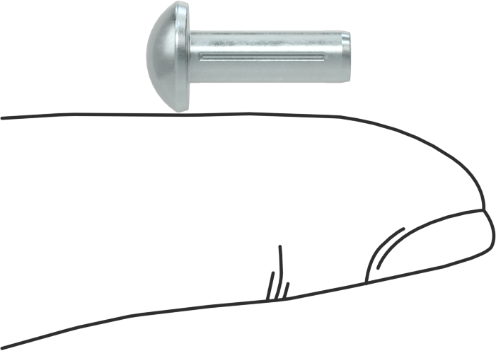 Yuvarlak Başlı Tam Oluklu Pim, Çinko Kaplamalı 1004-1045 Karbon Çelik, 1/2" Uzunluk, 0,161 inç Uç Çapı