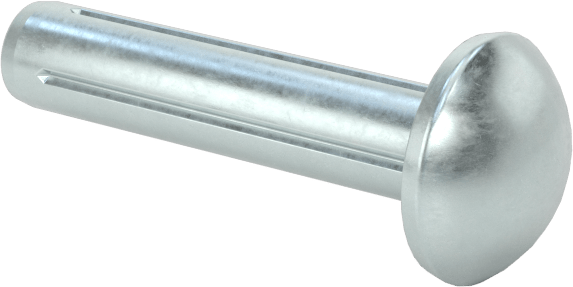 Yuvarlak Başlı Tam Oluklu Pim, Çinko Kaplamalı 1004-1045 Karbon Çelik, 3/4" Uzunluk, 0,161 inç Uç Çapı
