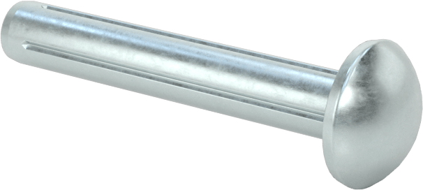 Yuvarlak Başlı Tam Oluklu Pim, Çinko Kaplamalı 1004-1045 Karbon Çelik, 1" Uzunluk, 0,161 inç Uç Çapı