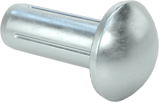 Yuvarlak Başlı Tam Oluklu Pim, Çinko Kaplamalı 1004-1045 Karbon Çelik, 1/2" Uzunluk, 0,196" Uç Çapı