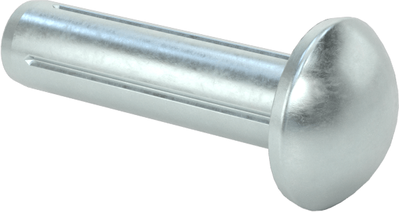 Yuvarlak Başlı Tam Oluklu Pim, Çinko Kaplamalı 1004-1045 Karbon Çelik, 3/4" Uzunluk, 0,196" Uç Çapı
