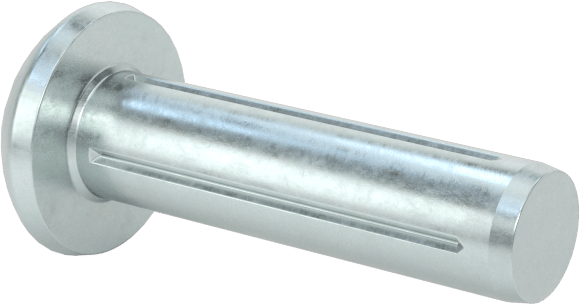 Yuvarlak Başlı Tam Oluklu Pim, Çinko Kaplamalı 1004-1045 Karbon Çelik, 3/4" Uzunluk, 0,196" Uç Çapı