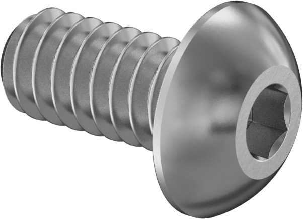 316 Paslanmaz Çelik Düğme Başlı Altıgen Soketli Vida, 0-80 Diş Boyutu, 1/8" Uzunluk