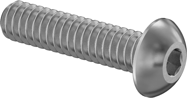 316 Paslanmaz Çelik Düğme Başlı Altıgen Soketli Vida, 2-56 Diş Boyutu, 3/8" Uzunluk