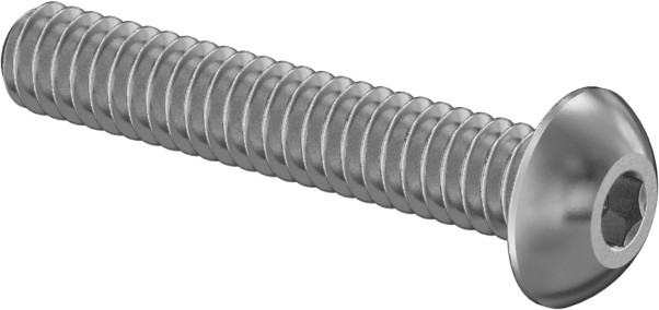 316 Paslanmaz Çelik Düğme Başlı Altıgen Soketli Vida, 2-56 Diş Boyutu, 1/2" Uzunluk