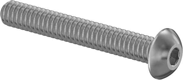 316 Paslanmaz Çelik Düğme Başlı Altıgen Soketli Vida, 2-56 Diş Boyutu, 5/8" Uzunluk