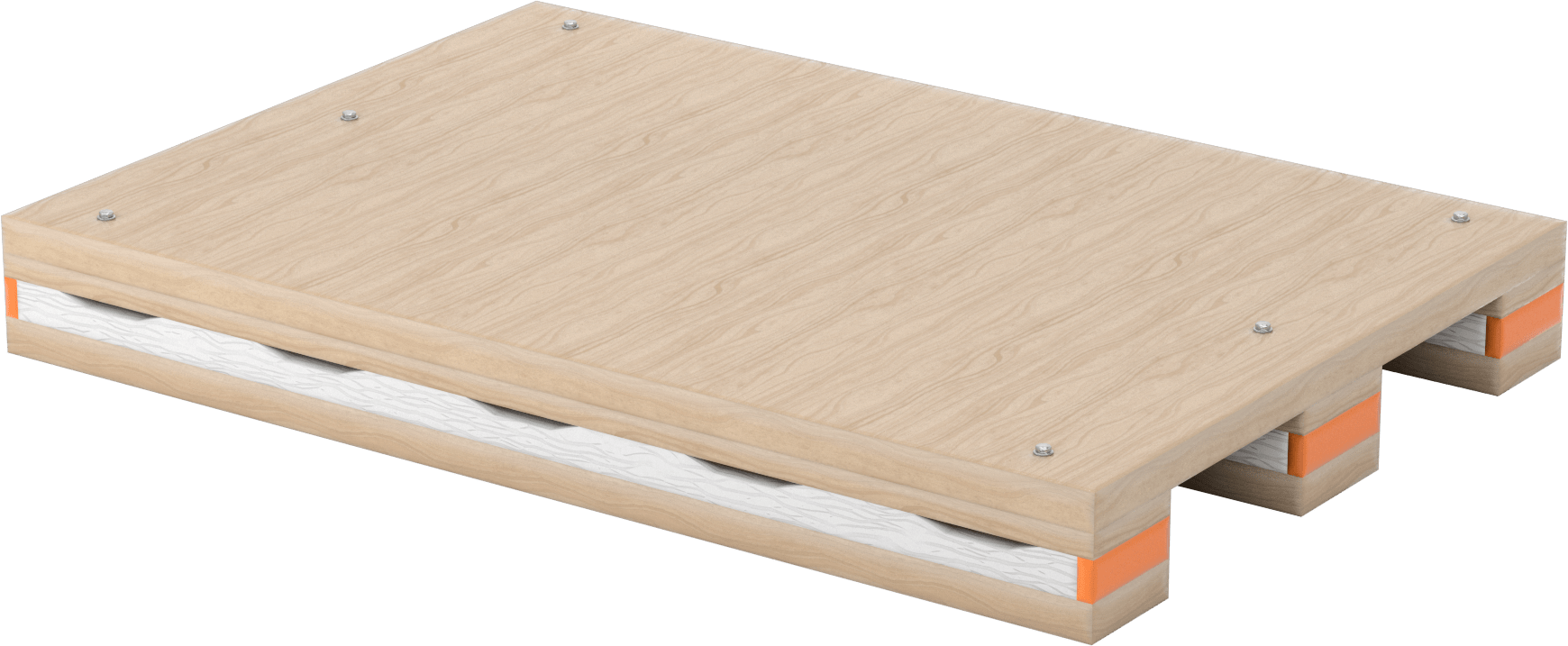 Şok Emici Ahşap Palet, 40“ Genişlik x 57” Derinlik x 6-1/2" Yükseklik