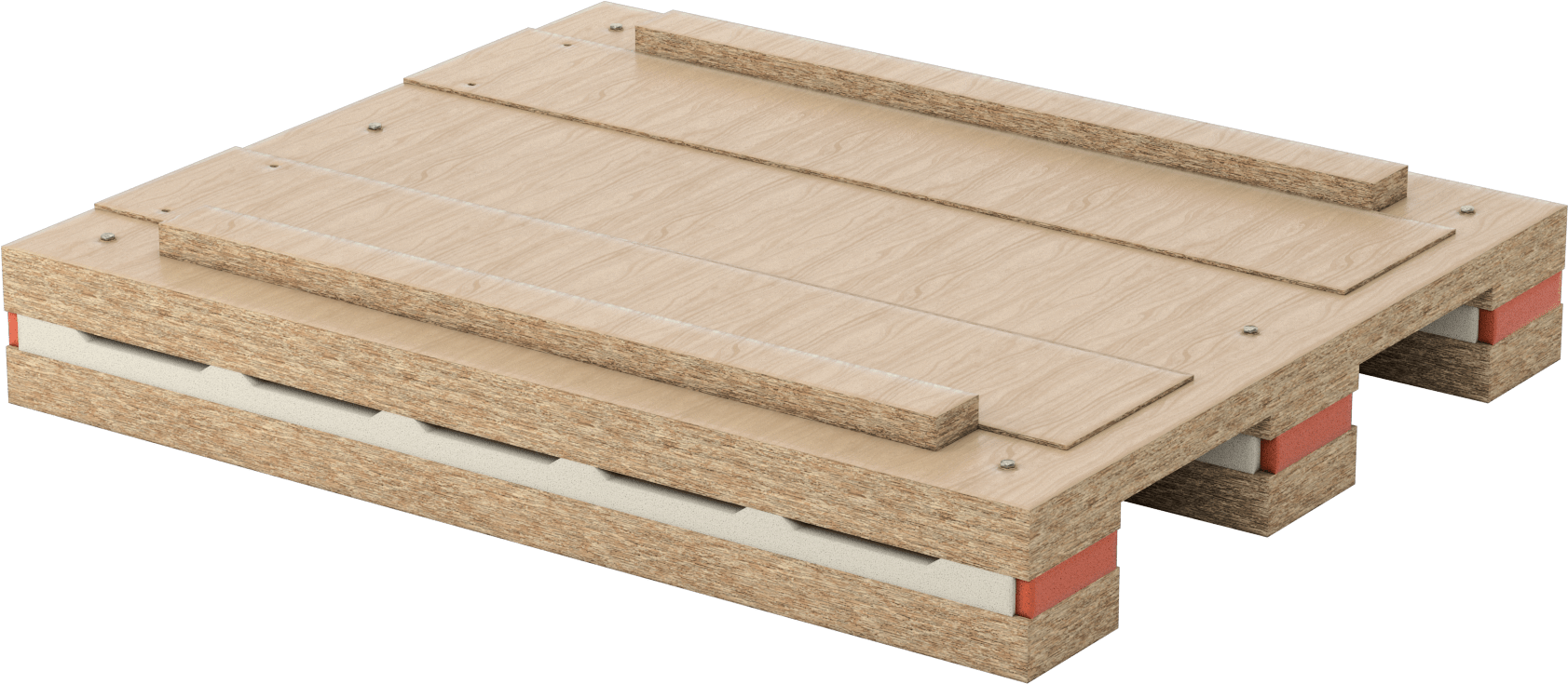Şok Emici Ahşap Palet, 40“ Genişlik x 48” Derinlik x 6-1/2" Yükseklik