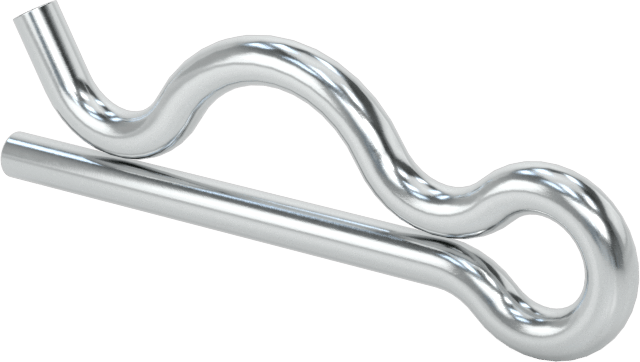 Çinko Kaplı Yay Çeliği Çatal Pimi, Saç Tokası, 5/16“ ila 3/8” Pim Çapı için, 5/64" Tel, 1/8" Göz