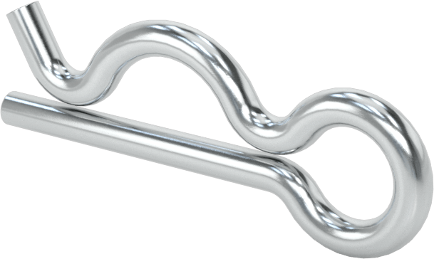 Çinko Kaplı Yay Çeliği Çatal Pimi, Saç Tokası, 3/16“ ila 1/4” Çatal Pim Çapı için, 1/8" Göz Çapı