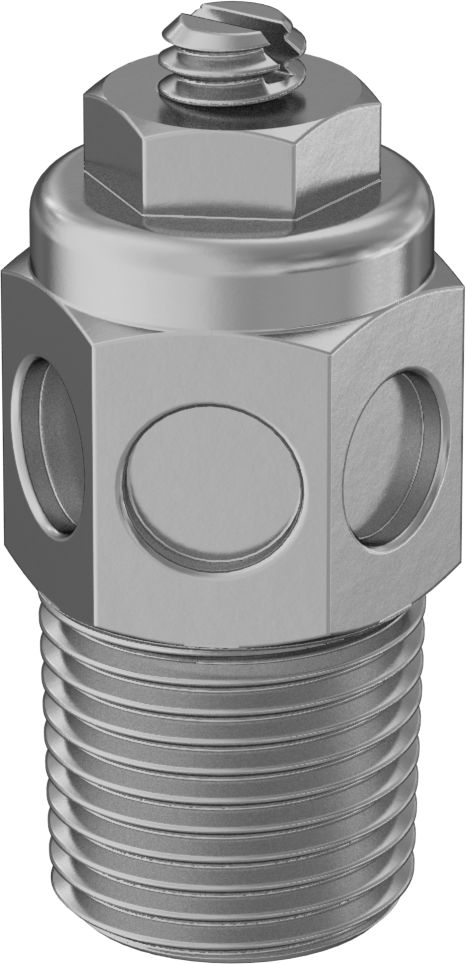Akış Kontrol Susturucusu, 3/8 NPT Erkek, Pirinç, 100 PSI'da 40 scfm Maksimum Akış Hızı