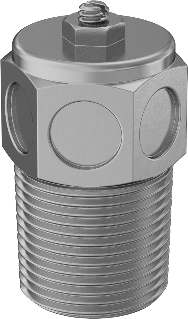 Akış Kontrol Susturucusu, 1 NPT Erkek, Pirinç, 100 scfm @ 100 PSI Maksimum Akış Hızı