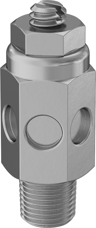 Akış Kontrol Susturucusu, 1/8 NPT Erkek, Pirinç, 100 PSI'da 30 scfm Maksimum Akış Hızı