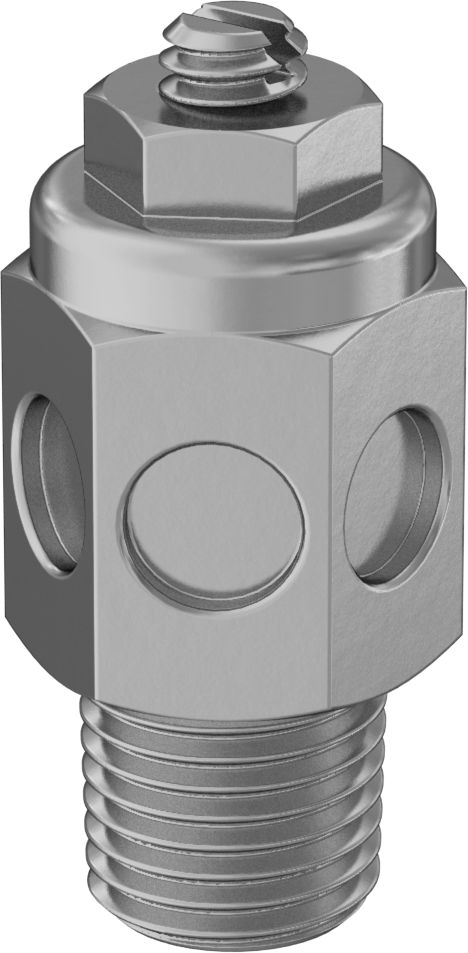 Akış Kontrol Susturucusu, 1/4 NPT Erkek, Pirinç, 100 PSI'da 40 scfm Maksimum Akış Hızı