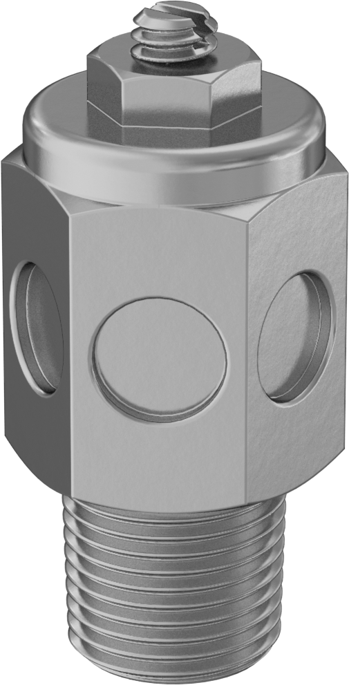 Akış Kontrol Susturucusu, 3/8 NPT Erkek, Pirinç, 100 PSI'da 60 scfm Maksimum Akış Hızı