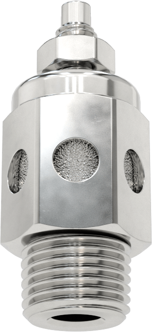 Akış Kontrol Susturucusu, 1/8 NPT Erkek, 316 Paslanmaz Çelik, 100 PSI'da 12 scfm Akış Hızı