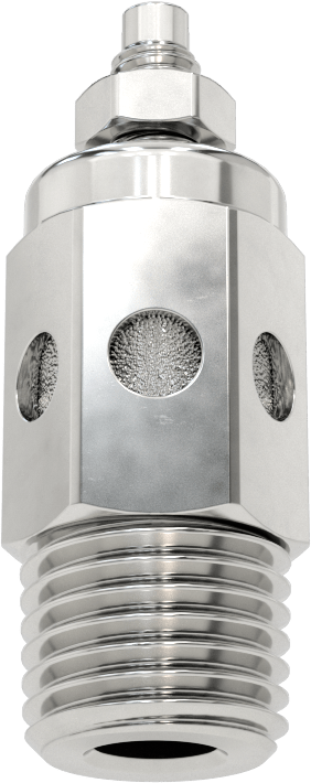Akış Kontrol Susturucusu, 1/4 NPT Erkek, 316 Paslanmaz Çelik, 100 PSI Akış Hızında 25 scfm