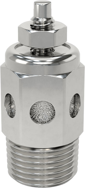 Akış Kontrol Susturucusu, 3/8 NPT Erkek, 316 Paslanmaz Çelik, 100 PSI Akış Hızı @ 30 scfm