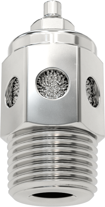 Akış Kontrol Susturucusu, 1/2 NPT Erkek, 316 Paslanmaz Çelik, 100 PSI Akış Hızı @ 50 scfm