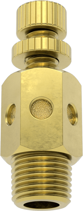 Akış Kontrol Susturucusu, Parmak Vidası ile, 1/8 NPT Erkek, Bronz, 1-3/8" Yükseklik