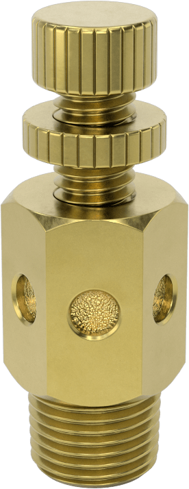 Akış Kontrol Susturucusu, Parmak Vidası ile, 1/8 NPT Erkek, Bronz, 1-3/8" Yükseklik