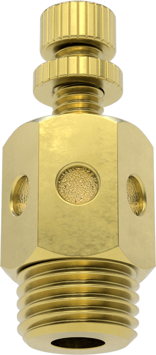 Akış Kontrol Susturucusu, Parmak Vidası ile, 1/4 NPT Erkek, Bronz, 1-9/16" Yükseklik
