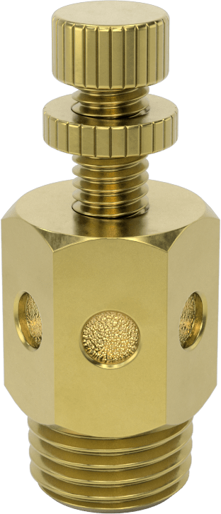 Akış Kontrol Susturucusu, Parmak Vidası ile, 1/4 NPT Erkek, Bronz, 1-9/16" Yükseklik