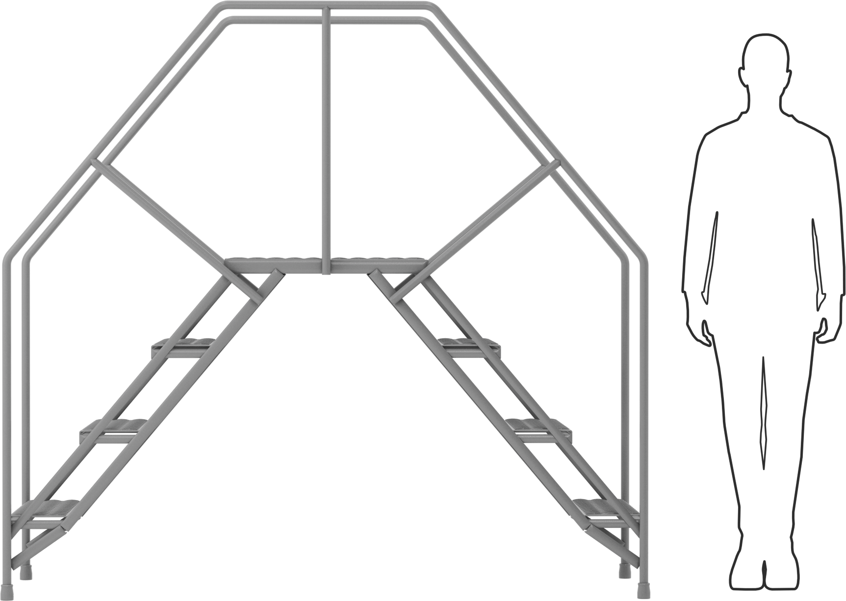 Bağımsız Çapraz Merdiven, 5'10“ Yükseklik x 30” Genişlik x 6'4" Derinlik Toplam
