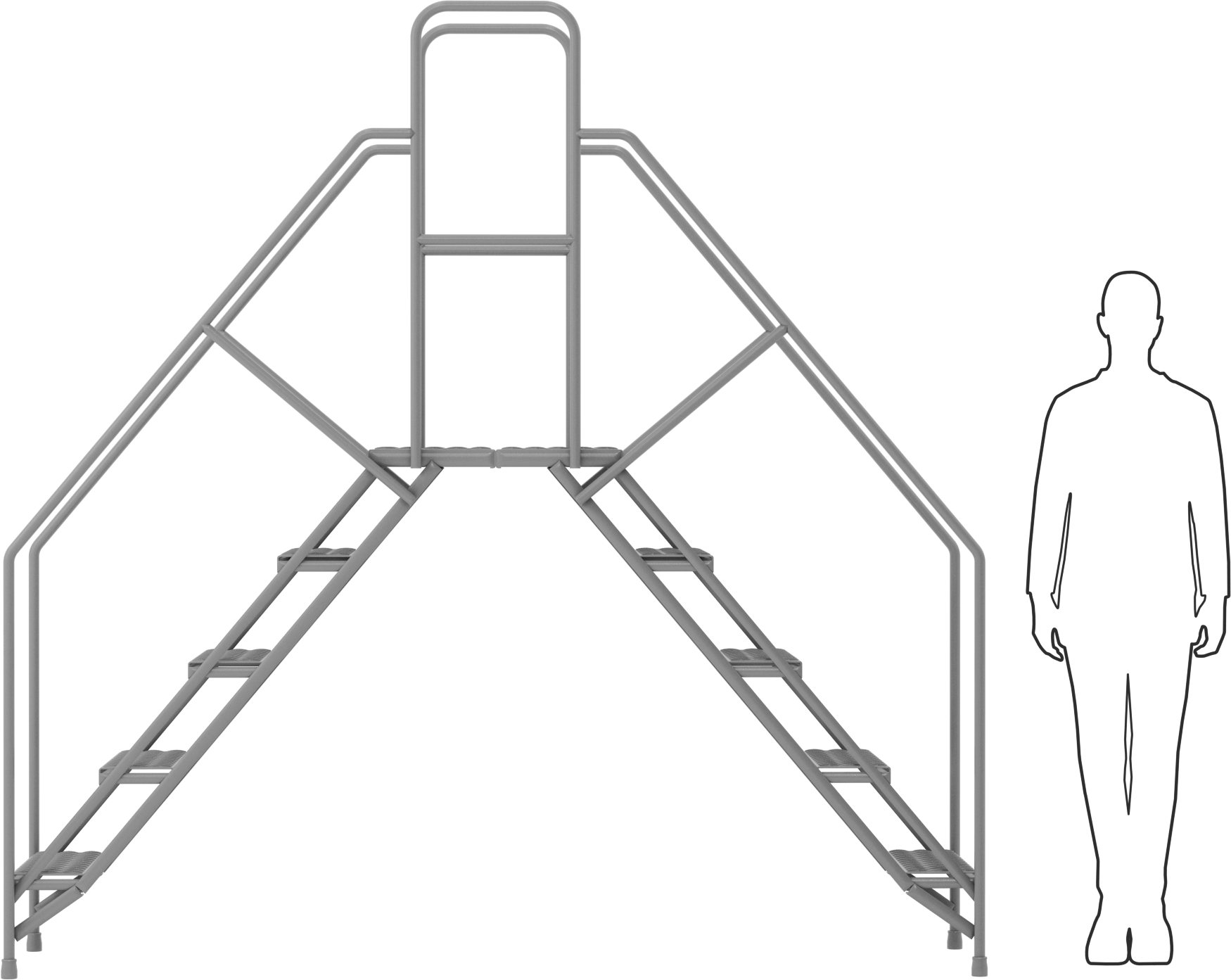 Bağımsız Çapraz Merdiven, 6'8“ Yükseklik x 30” Genişlik x 7'9" Derinlik Toplam