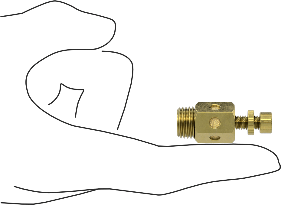 Akış Kontrol Susturucusu, Parmak Vidası ile, 1/4 NPT Erkek, Bronz, 1-9/16" Yükseklik