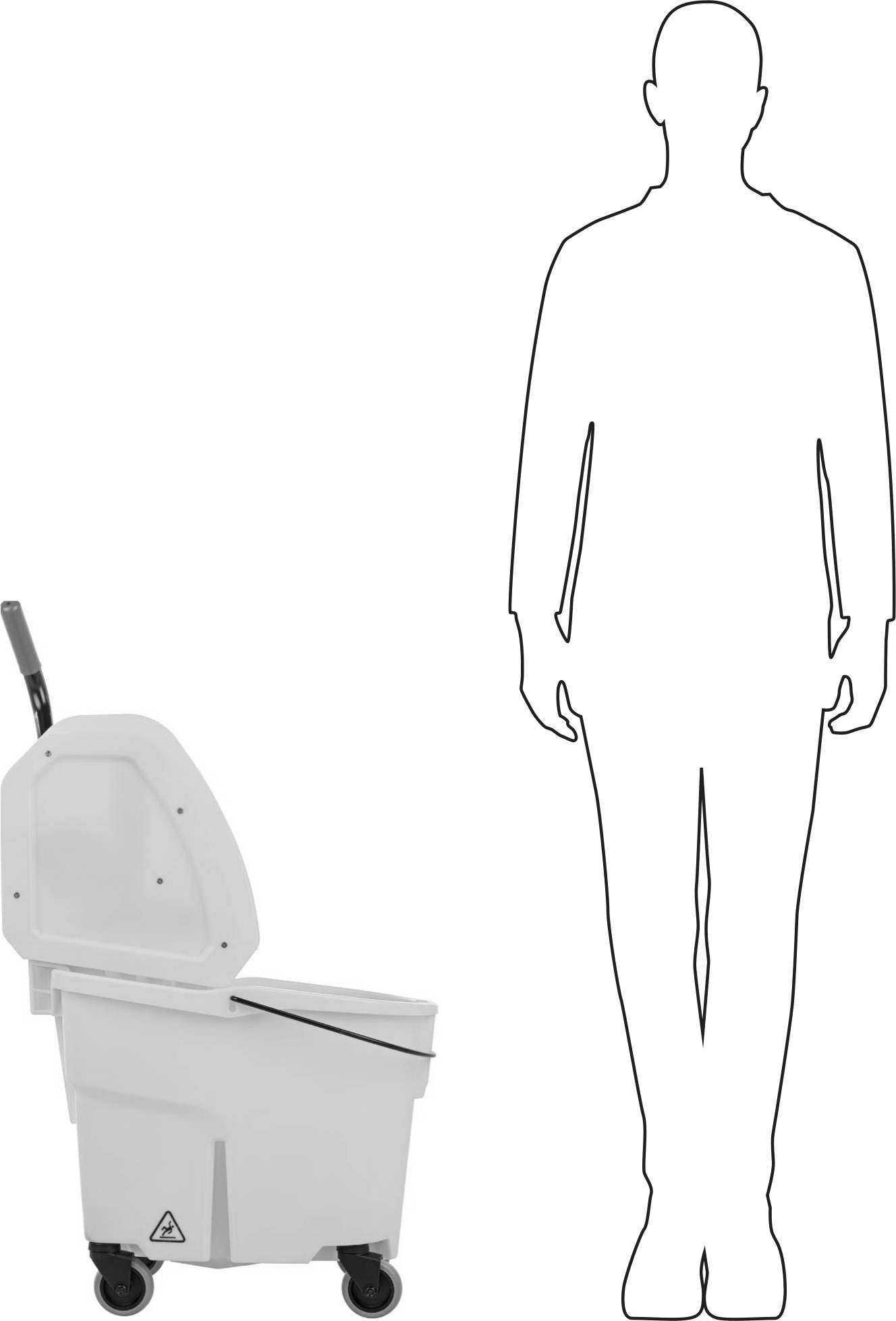 Sıkma Mekanizmalı Paspas Kovası, 35 qt. Kapasite, Aşağı Doğru Stil, Sarı