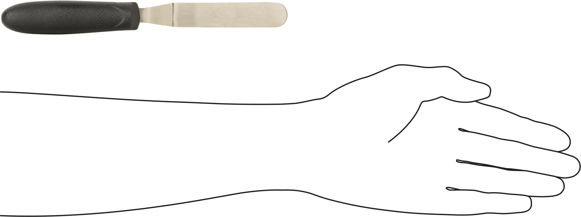 Gıda Hizmeti Spatula, Ofset Yuvarlak Bıçaklı, Paslanmaz Çelik, 8-1/2" Uzunluk