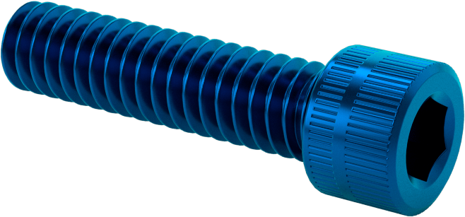 Alüminyum Soket Başlı Vida, 1/4"-20 Diş Boyutu, 1" Uzunluk, Mavi Eloksal