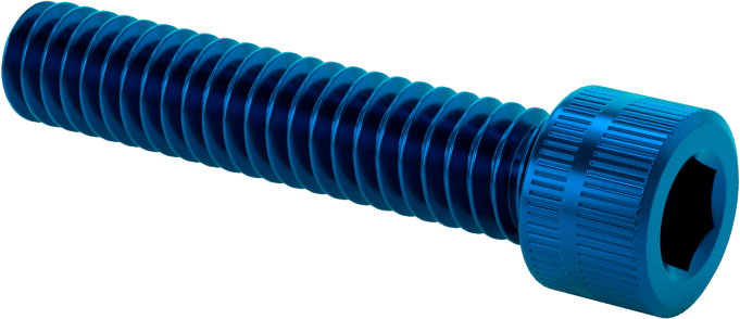 Alüminyum Soket Başlı Vida, 1/4"-20 Diş Boyutu, 1-1/4" Uzunluk, Mavi Eloksal