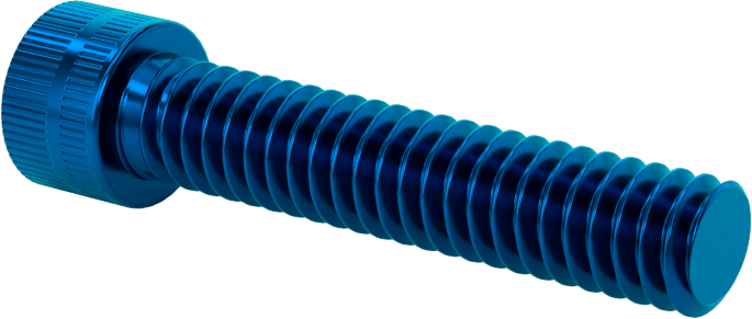 Alüminyum Soket Başlı Vida, 1/4"-20 Diş Boyutu, 1-1/4" Uzunluk, Mavi Eloksal