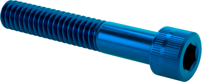 Alüminyum Soket Başlı Vida, 1/4"-20 Diş Boyutu, 1-1/2" Uzunluk, Mavi Eloksal