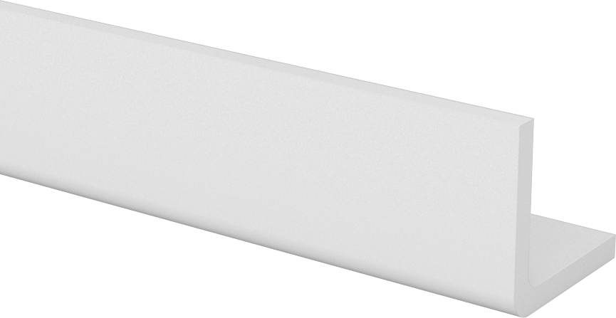 Kaygan UHMW Polietilen 90 Derece Açı, 1/8" Duvar Kalınlığı, 1" Dış Yükseklik
