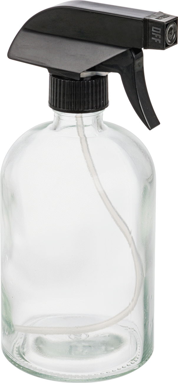 Sprey Şişesi, Polipropilen Başlıklı Cam, 15 FL. oz Kapasite, 6" Yükseklik
