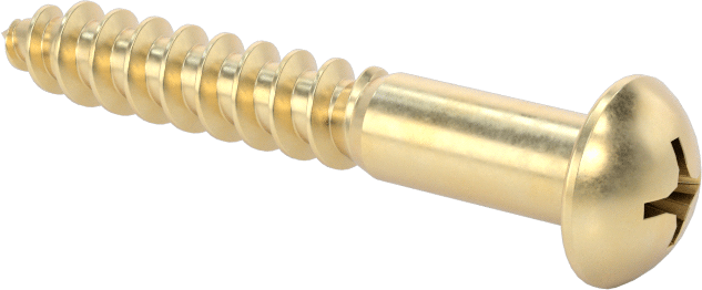 Pirinç Phillips Dekoratif Yuvarlak Başlı Vidalar, Ahşap için, 12 Numaralı Boyut, 1-1/2" Uzunluk