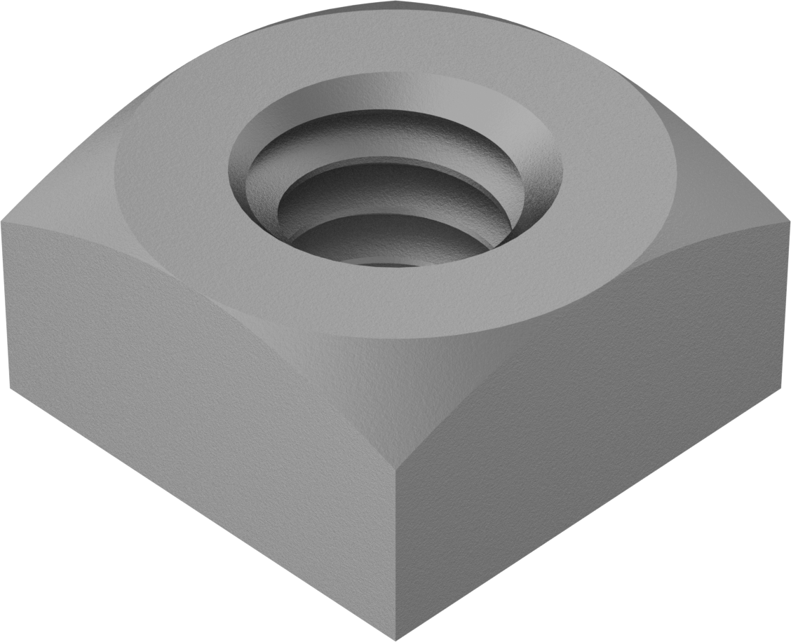Orta Mukavemetli Çelik Kare Somun, Sınıf 5, 1/4"-20 Diş Boyutu