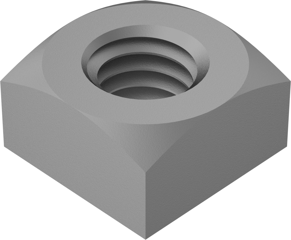Orta Mukavemetli Çelik Kare Somun, Sınıf 5, 3/8"-16 Diş Boyutu
