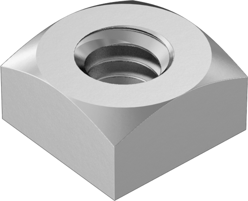 Orta Mukavemetli Çelik Kare Somun, Sınıf 5, Çinko Kaplamalı, 1/4"-20 Diş Boyutu