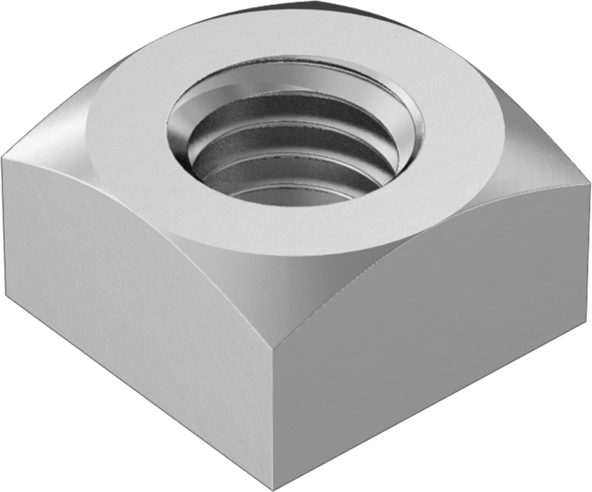 Orta Mukavemetli Çelik Kare Somun, Sınıf 5, Çinko Kaplamalı, 1/2"-13 Diş Boyutu