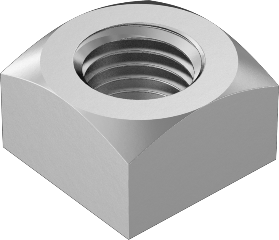 Orta Mukavemetli Çelik Kare Somun, Sınıf 5, Çinko Kaplamalı, 1-1/8"-7 Diş Boyutu