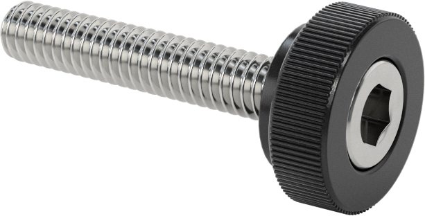 Altıgen Tahrikli Plastik Başlı Parmak Vidası, 8-32 Diş Boyutu, 29/32" Uzunluk