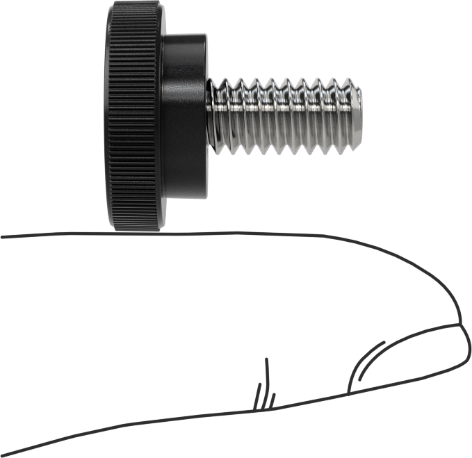 Altıgen Tahrikli Plastik Başlı Parmak Vidası, 1/4"-20 Diş Boyutu, 1/2" Uzunluk