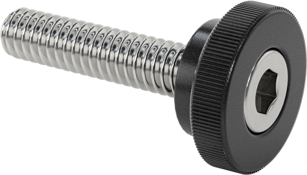 Altıgen Tahrikli Plastik Başlı Parmak Vidası, 1/4"-20 Diş Boyutu, 1-1/8" Uzunluk