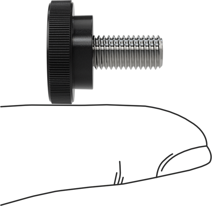 Altıgen Tahrikli Plastik Başlı Parmak Vidası, 1/4"-28 Diş Boyutu, 1/2" Uzunluk